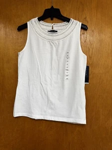NEW Jones New York Signature Blouse Top Women's Medium Off White Sleeveless NWT - Picture 1 of 4