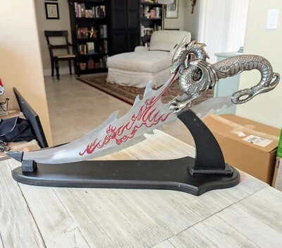 Espada dragón utilería de acero con soporte World of Warcraft Foto 1 de 4