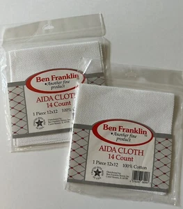 2 Pkgs Ben Franklin Aida Tuch 14 Stück 12" x 12" weiß Baumwolle USA Neu in Verpackung - Bild 1 von 3