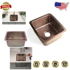 Stylish Copper Undermount Sink - 17 Inches, Hand Hammered with Bronze Finish - Picture 1 of 9