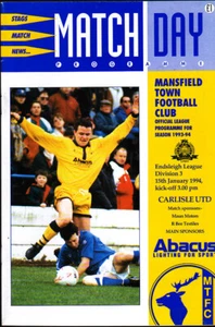 1993/94 MANSFIELD TOWN V CARLISLE UNITED 15.01.1994 DIVISION 3 - Bild 1 von 1