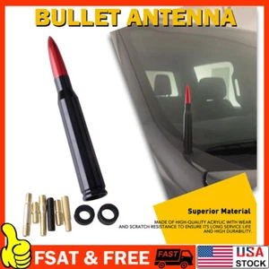 Antena Universal 5.5" Tornillo Rojo Coche Estilo Bala Aluminio Radio FM Antena - Imagen 1 de 10