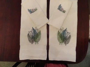 HIS & HER'S NATURES PALM FERNS THEME TOWEL SET  WEDDING or SECOND ANNIVERSARY   - Picture 1 of 2