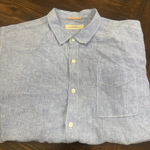 Tommy Bahama Shirt Mens 3XB Blue 100% Linen Short Sleeve Button Up Casual - Picture 1 of 8
