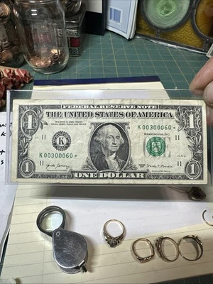 $1 Dollar Star Note SIX ZEROS Dollar Bill Fancy Lucky Number Zero Liar Bill 2017 - Image 1 of 4