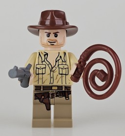 Damaged* Indiana Jones with Hat Fedora Gun & Whip Lego Minifigure From Set 7195