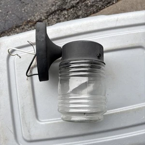 Vintage Black Metal Outdoor Wall Fixture Porch Light Round - Picture 1 of 3