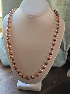 Retro Necklace Pearls Rose Color Gold Copper Tone Heavy Coldwater Creek - Picture 1 of 10