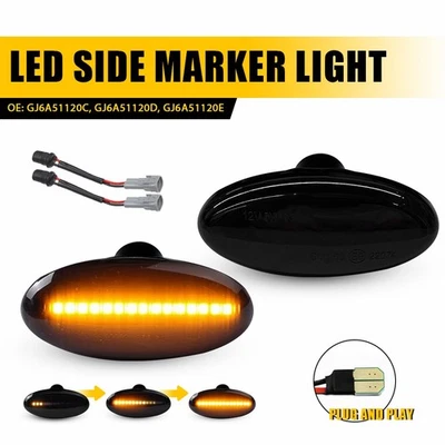 2x Smoked Front Side Marker White LED Light Dynamic Amber For Mazda 2 3 5 MPV B - Image 1 of 4