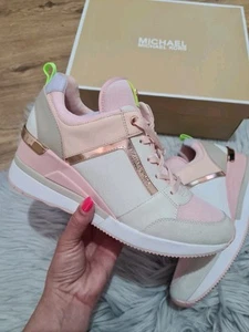 Michael Kors Georgie Mujer Rosa Crema Zapatillas Talla 8UK 10M Totalmente Nuevas - Imagen 1 de 7