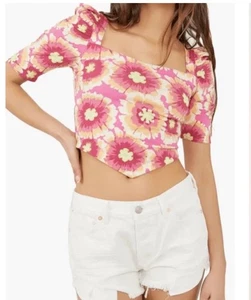 Free People Give Me More Crop Top Criss Cross Back Pop Combo NWOT Women's Size S - Picture 1 of 7