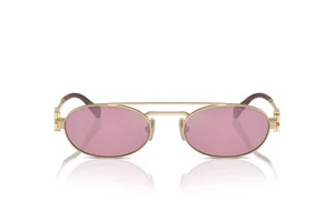 Miu Miu MU54ZS ovale Sonnenbrille mit Logo in Gold mit grauen Gläsern - Bild 1 von 6