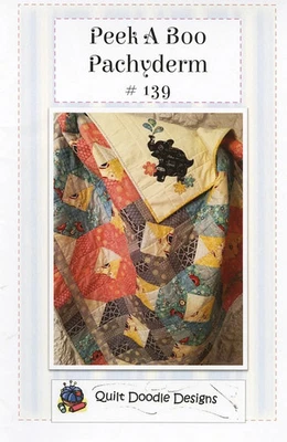 Peek A Boo Pachyderm - Elephant Quilt Pattern by Quilt Doodle Designs - Image 1 of 2