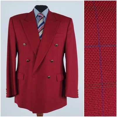 Abrigo Deportivo Para Hombres Rojo Doble Pecho 44R US CREATION GROSS Chaqueta Blazer a Cuadros Foto 1 de 4