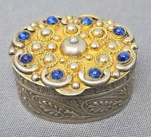 Vintage Schmuck Micro Italien Miniatur Schmuck Pillendose 1 1/4 x 3/4" - Bild 1 von 12