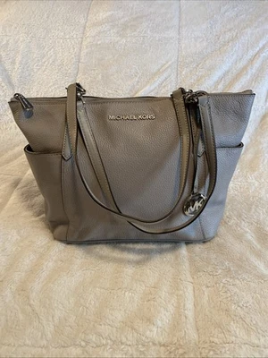 Michael Kors Bedford Legacy Satchel Crossbody Medium Gray Pebbled Leather NNT - Image 1 of 4