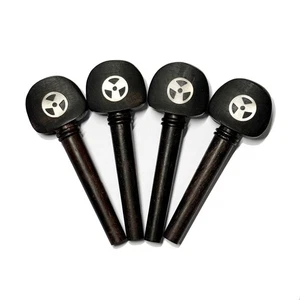 4/4 Violin Ebony Peg Pegs Abalone Inlaid Shell Conch Natural Wood Black - Picture 1 of 3