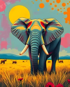 Afrikanischer Elefant Pop Art 8x10 Druck - Bild 1 von 1