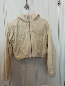 BDG Urban Outfitters Women's small Beige cream Corduroy Cropped Hooded Jacket - Picture 1 of 4