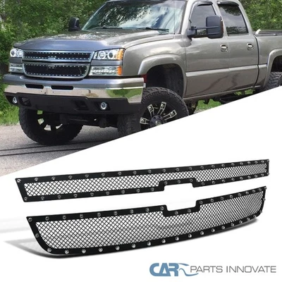 Fits 2005-2007 Silverado 1500 2500HD 3500 Rivet Mesh Upper Grille Inserts 2PC - Image 1 of 4