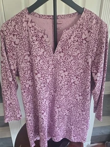 L.L BEAN WOMANS LARGE REG PURPLE PRINTED SHIRT NWOT - Picture 1 of 8