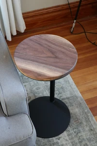 15" Round Live-Edge Black walnut side table, coffee table, free shipping - Picture 1 of 8