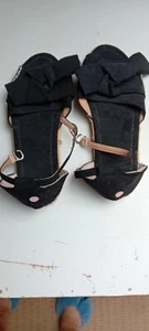 Sandalias, Mujer, Lona Negra con Correa para el Tobillo - Nuevas Talla 38 - Imagen 1 de 4