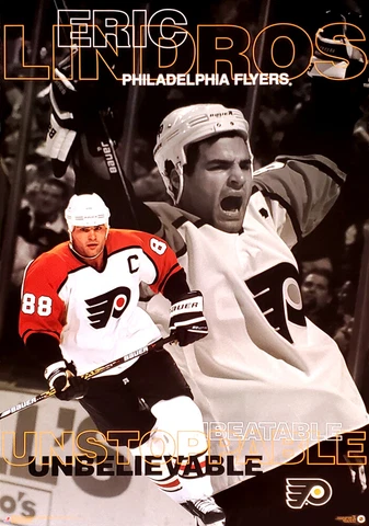 Eric Lindros UNSTOPPABLE! 1997 Philadelphia Flyers 23x35 Wall POSTER Cover