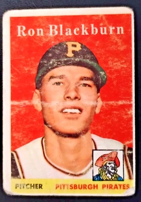 1958 Topps Ron Blackburn Rookie RC #459 Vintage Baseball Pittsburgh Pirates POOR - Image 1 of 4