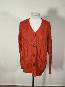 Women’s Orange Color Long Sleeve Cardigan Size L - Picture 1 of 5