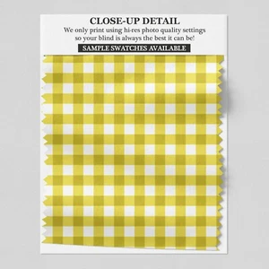 66 Gingham Checked Mustard Green Roller Blind - Various sizes, blackout - Picture 1 of 4