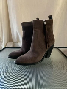 ALLSAINTS Mujer Gris Carbón Gamuza Tacón Botín TALLA 39 US 8 - Imagen 1 de 9