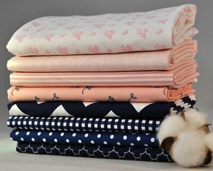 Paquete de tela de diseñador azul marino/rosa 8 cuartos de grasa, 2 yardas en total, tela 100% algodón - Imagen 1 de 1