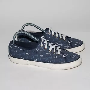 Sperry Top Sider Blue Seacoast Anchor Print Canvas Sneaker STS98855 Sz 9 - Picture 1 of 8