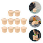  10 Sets Kraft Soup Containers with Lid Ice Cream Cups Paper Bowl