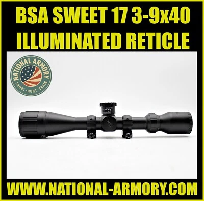Mira para rifle BSA Sweet 17 3-12x40IR AO - Retícula iluminada - ANILLOS GRATIS (S85) Foto 1 de 4