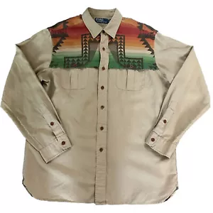 Vintage Polo Ralph Lauren Southwestern Western Navajo indisches aztekisches Shirt L - Bild 1 von 9