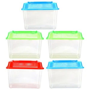 5pcs Plastic Small Fish Tank Handheld Aquarium Fish Tank Transparent Turtle Box - Picture 1 of 12