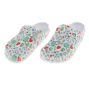 Frauen Drucken Arbeit Krankenschwester Küche Pflege Clogs Schuhe - Bild 1 von 19