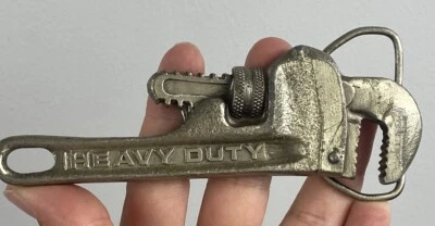 Heavy Duty Pipefitter Wrench Unique Figural vintage 1980 Plumber Belt Buckle - Image 1 of 4