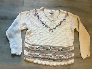 Maglione maglia floreale vintage donna taglia media 62 EST Grannycore - Foto 1 di 5