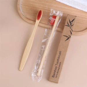 5Pcs Eco Friendly Natural Bamboo Toothbrush Wood Medium Adult Healthy Brush - Picture 1 of 36