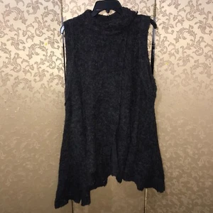 Free People Charcoal Gray Asymmetrical Swing Sleeveless Cardigan Size Small S - Picture 1 of 7