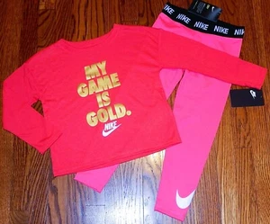 NIKE SPORT AUTHENTIC GIRLS BRAND NEW ORIGINAL 2Pc LEGGINGS SET Size 4, NWT - Picture 1 of 8