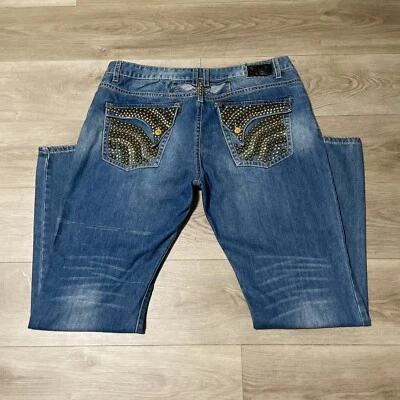 Robin's Jeans California Long Flap Men's Blue Denim 40x33 Cristal Gold Pockets. - Image 1 of 4