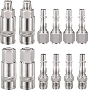 π₯12PCS Euro Air Line Hose Fitting Connector Quick Release 1/4'' BSP Male Female - Picture 1 of 18