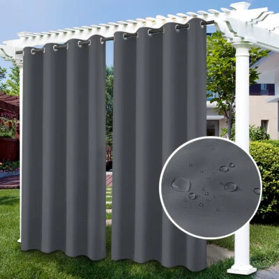 Waterproof Outdoor Curtains Blackout Sun Blocking UV Protect Patio Grommet Drape - Image 1 of 4