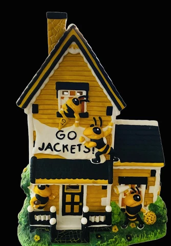 Rare Georgia  Tech mascot lighted porcelain house  Slavic Treasures 2003 Vintage Cover