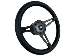1978-91 Ford Truck F100 F150 F250 F350 Black Leather 9 Bolt Steering Wheel Kit - Picture 1 of 10