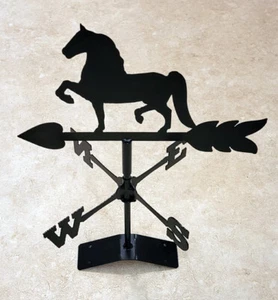 Horse Weathervane Crafted Amish Blacksmith, Outdoor Black Powder Coated Steel - Foto 1 di 6